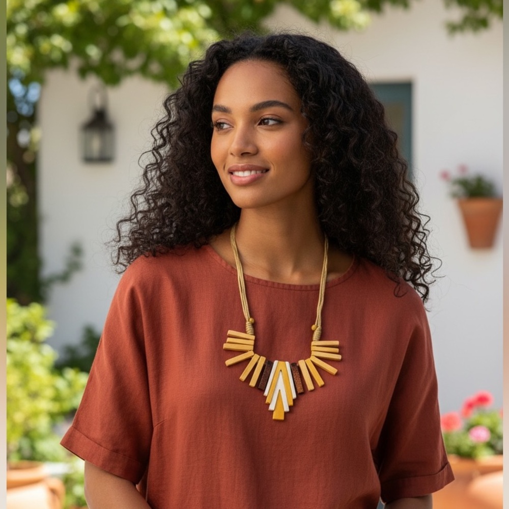 NEW•Zen Bohemian Boho Chic Wooden Hemp Necklace